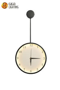 CE Orologio da parete luminescente con luci a LED nero Minimalismo applique da parete divano sfondo lampada con orologio ingresso corridoio illuminazione decorativa orologio con led