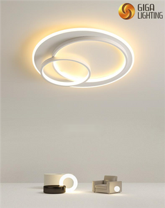 Lampada da soffitto a led CE nordica con base in metallo a doppio cerchio e anelli luminosi 