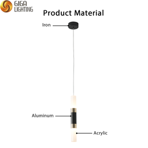 semplice e moderno Lampada a sospensione cilindrica singola muti-luce Lampada a LED a tubo lungo