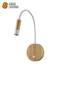 faretto per lampada da parete a LED con base in legno con bracci in ferro piegato nordico hotsell